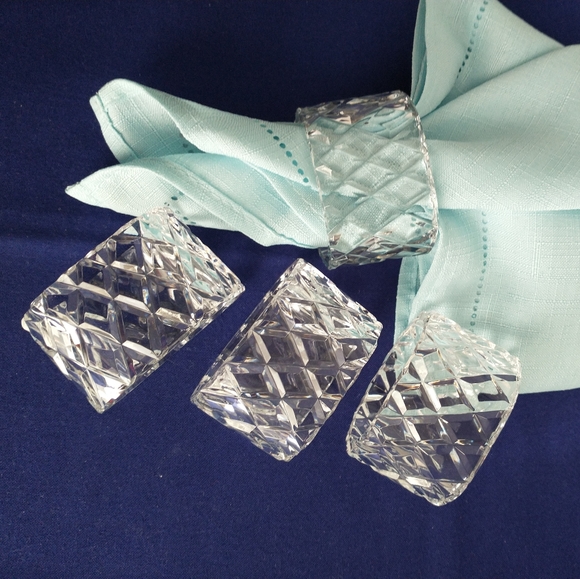 CRYSTAL Diamond Hand Cut 🔮 4 Set Napkin Holders - Picture 2 of 8